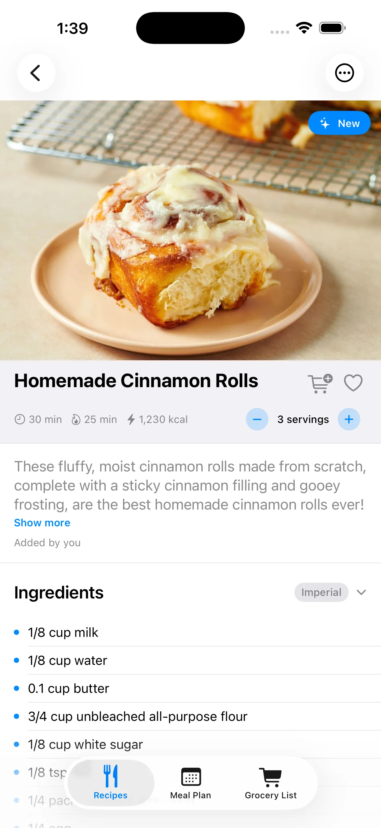 Recipe view
